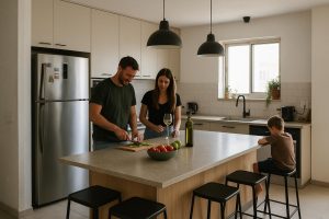 מטבח בעיצוב אי: יתרונות, חסרונות וכמה עולה לבנות